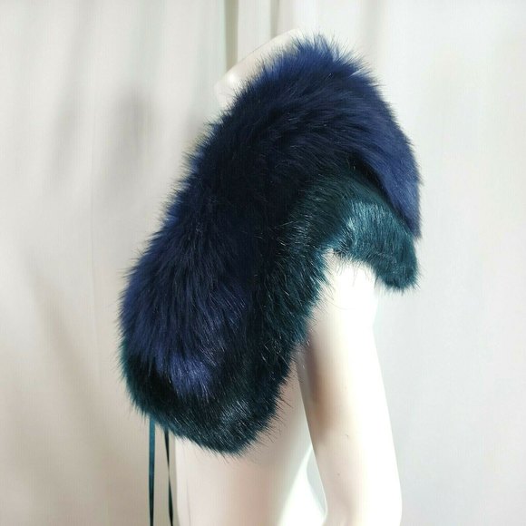 BP Navy Blue Faux Fur Scarf - Picture 5 of 7